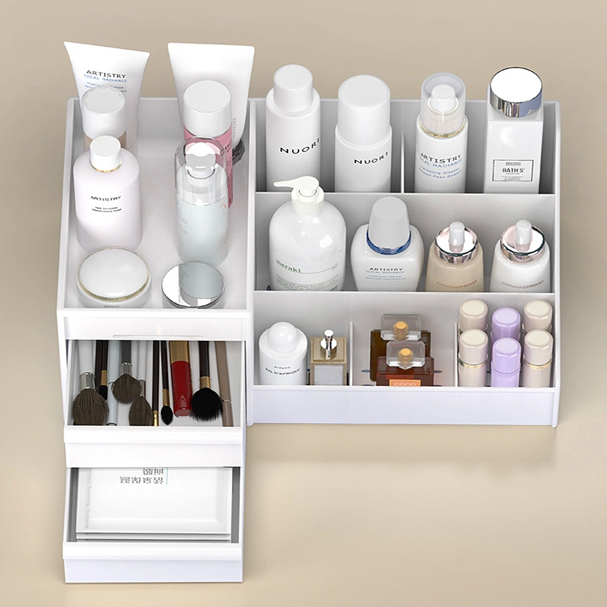 9 Compartments Cosmetic Storage Box Drawer Style Jewelry Display Stand
