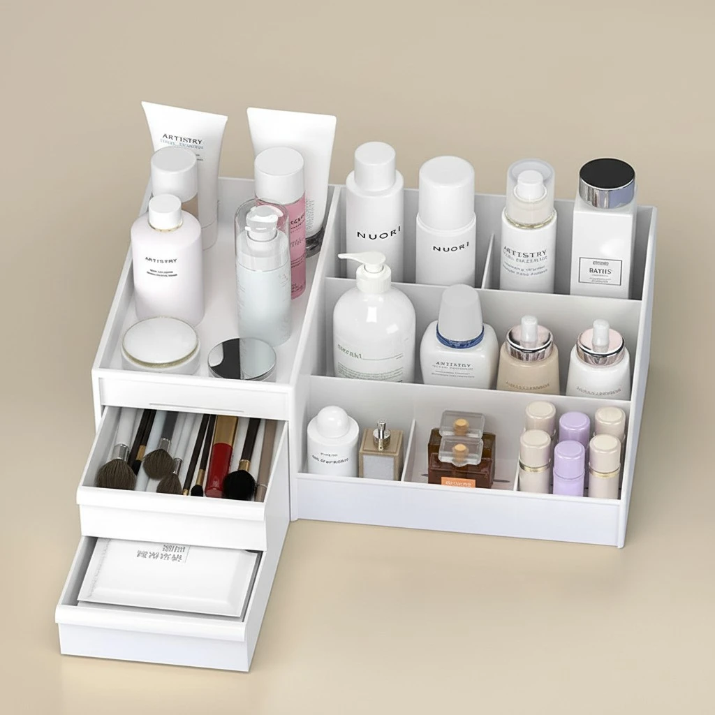 9 Compartments Cosmetic Storage Box Drawer Style Jewelry Display Stand