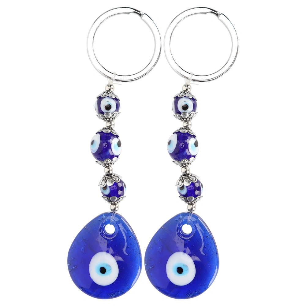 2Pcs Lucky Eye Keychain Blue Turkish Amulet Pendant Beads Keyring Jewelry Holiday Gift Craft