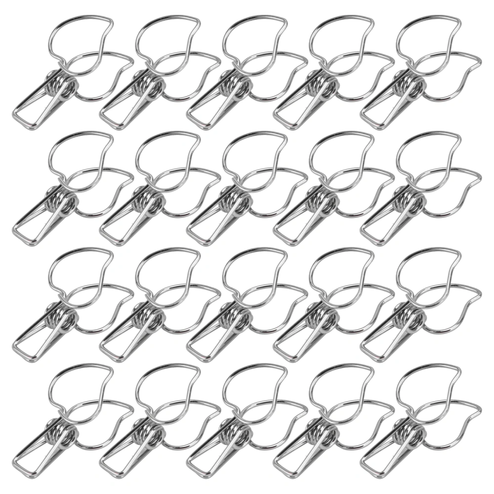 20Pcs Clips Multifunctional Strong Hollow Spring Clip for Clothes Drying Sealing Small ClipSilver