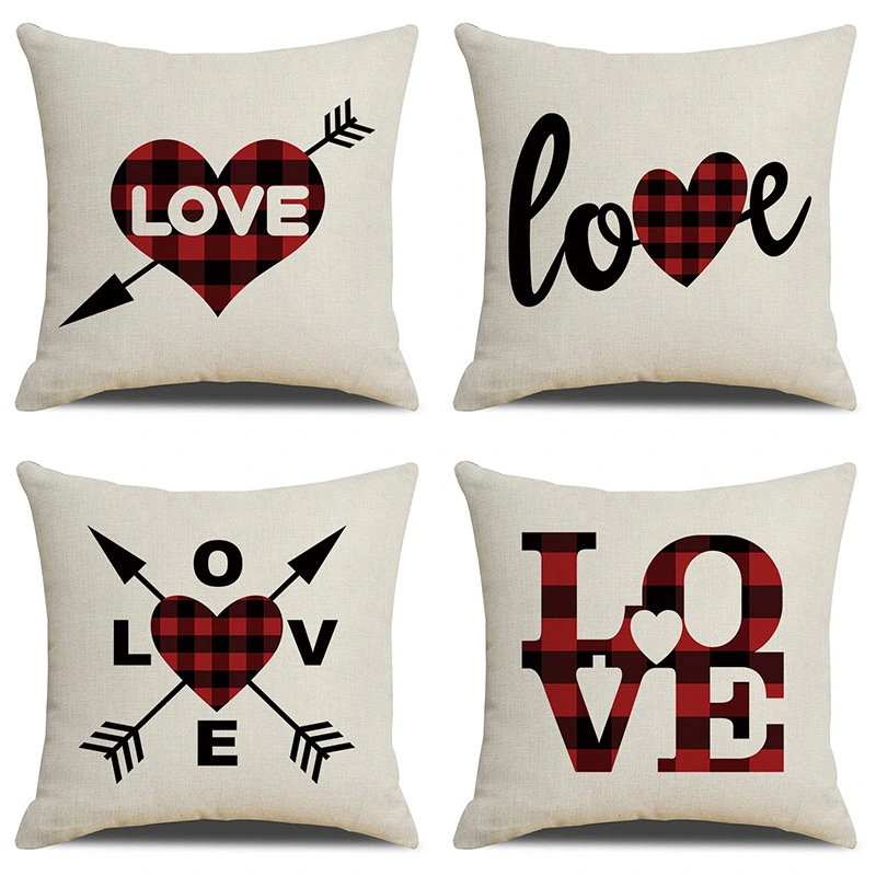 Valentine's Day Pillow Case Letters Printed Square Pillowcase