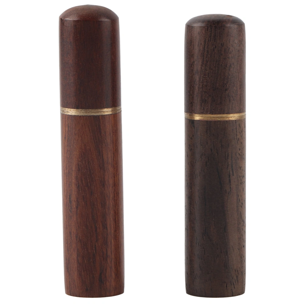 2 Pcs Household Hand Needle Box Ebony+Rosewood Needle Storage Container Leather DIY Tool Organizer(Ebony+Rosewood )