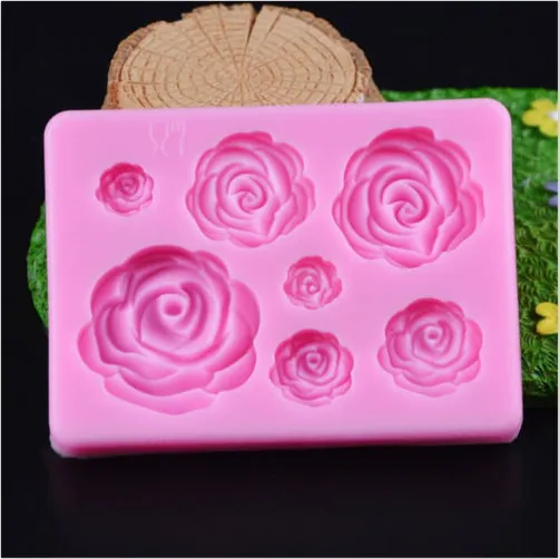 Cake Silicone Mold 3D Rose Baking Handmade Biscuit DIY Tool, Pink