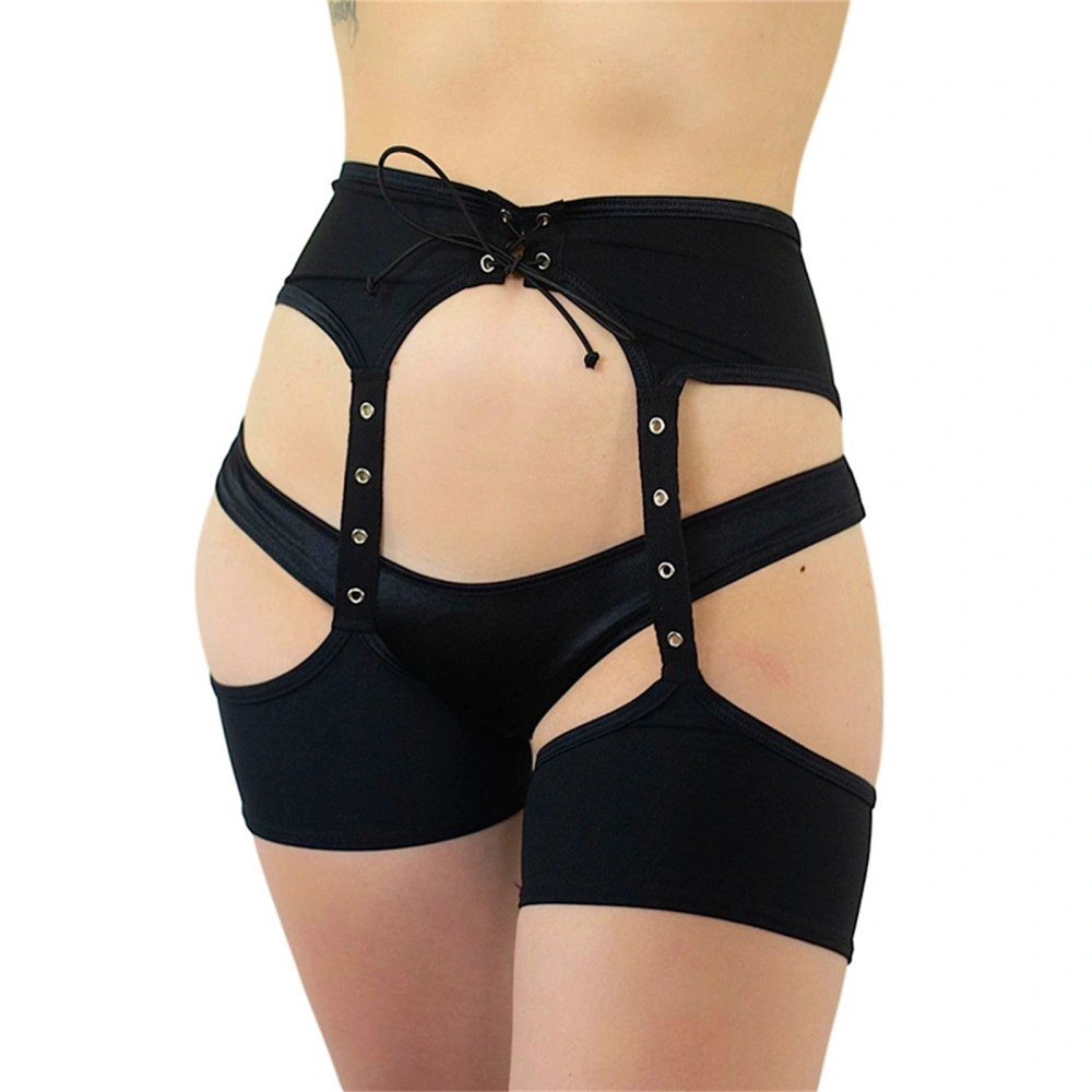 Women’s Garter Belt, Patchwork Hollow-Out Tie-Up Open Crotch Garter