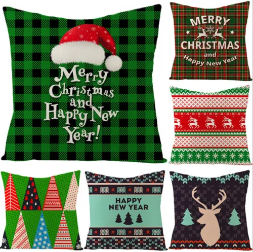 Christmas Cushion Cover Decorative Pillow Case Eco-Friendly Sofa Seat Case