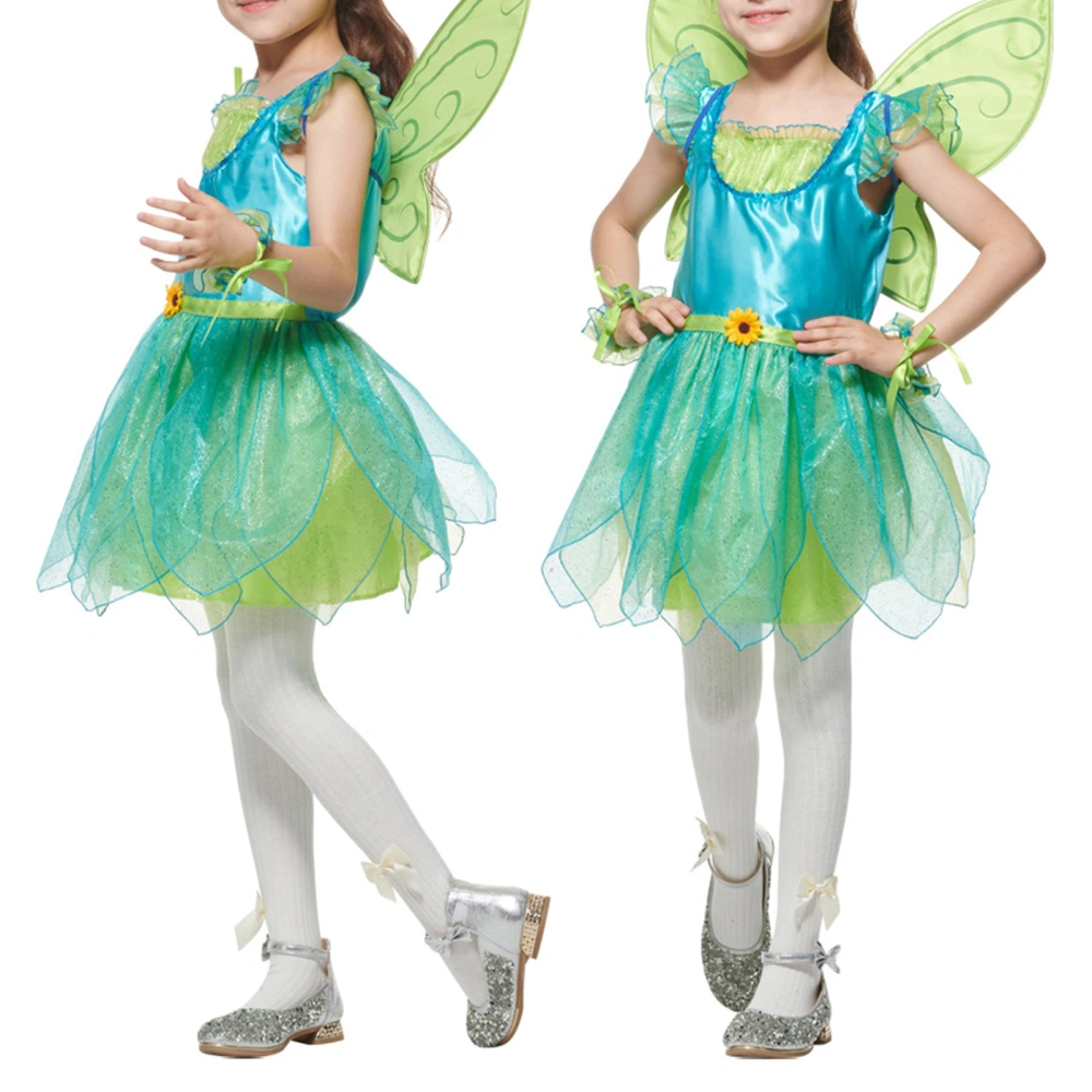 Toddler Girls Fairy Costume Include Wings Dress and Wrist Cuffs Set