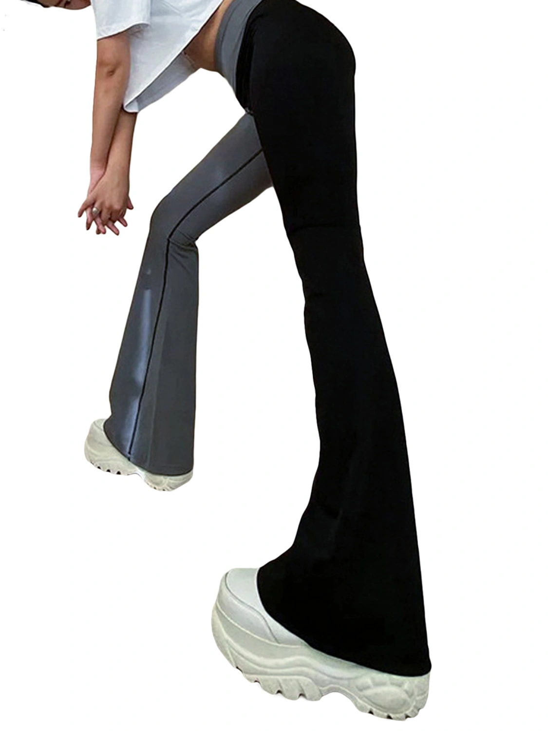 Women Pants, Solid Color Long Street Casual Bell-Bottoms Trousers 