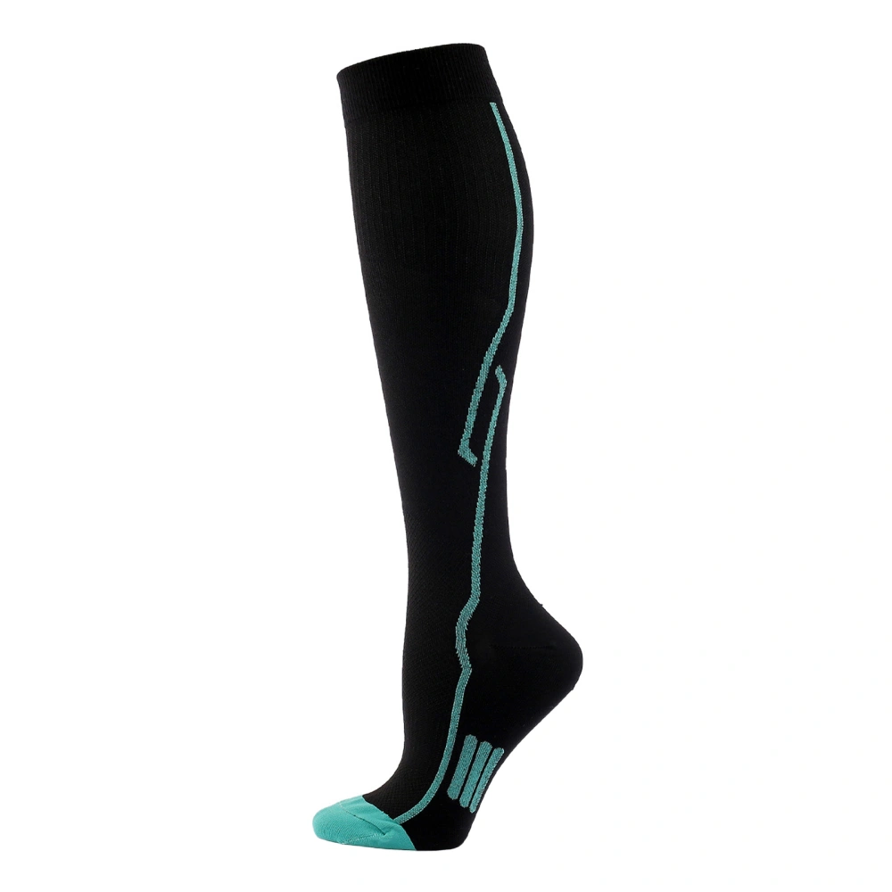 Men Compression Socks, Contrast Color Stripe Knee-High Stockings