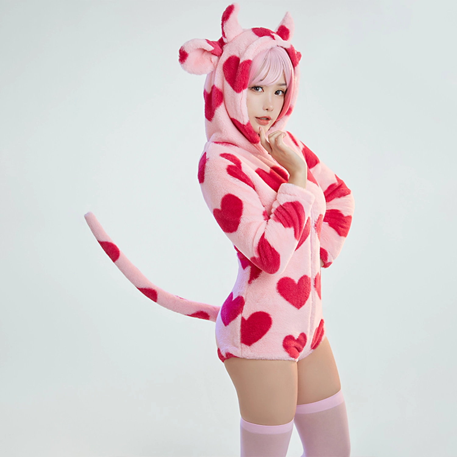 Women Cow Animal Halloween Costume Cosplay Playsuit Short Jumpsuit