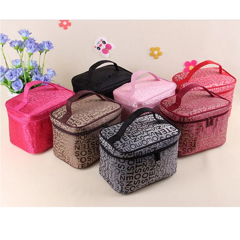 Female Letter Printed Makeup Bag,Practical Travel Cosmetic Bag Case