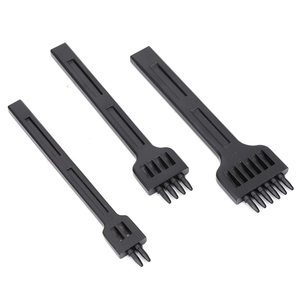 3PCS Leather Hole Puncher Stitching Punch Tool 4mm 2/4/6 Holes High Carbon Steel Leather Craft Punching Tool Black 4mm