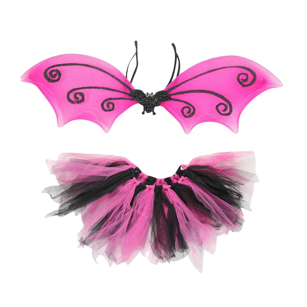 Girls Halloween Bat Costumes Bat Wing and Skirt Headband Magic Wand