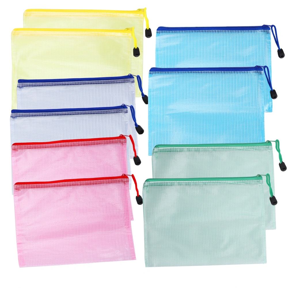 10Pcs Zipper File Bag Mesh A5 Document Pouch Protective Pocket Classified Office Supplies