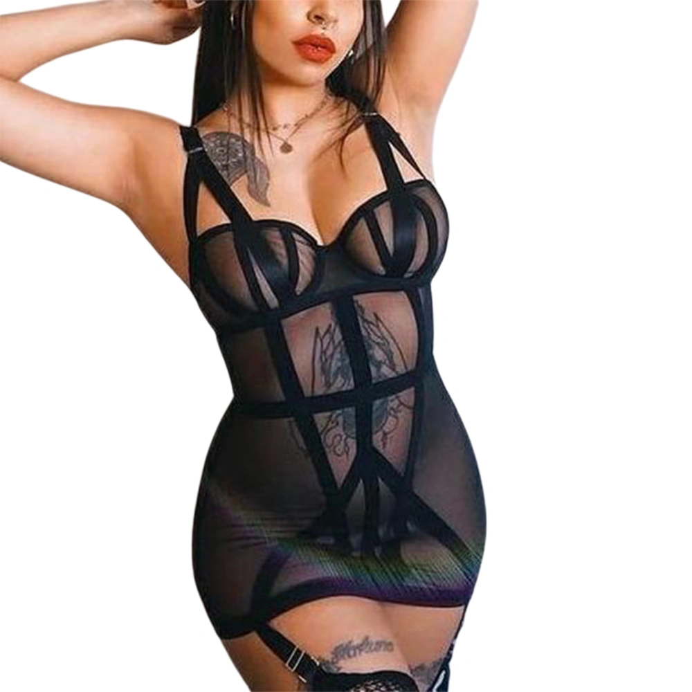 Lady's One-piece Body Shaping Underwear Transparent Dress Thong 