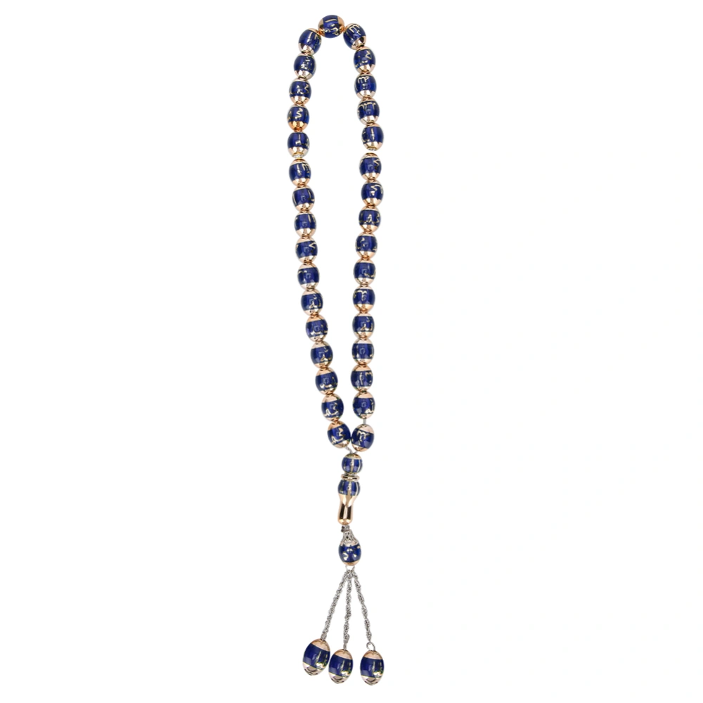 Resin Unisex Muslim Prayer Beads Round Rediing Words Rosary Worship Supplies Accessoryblue