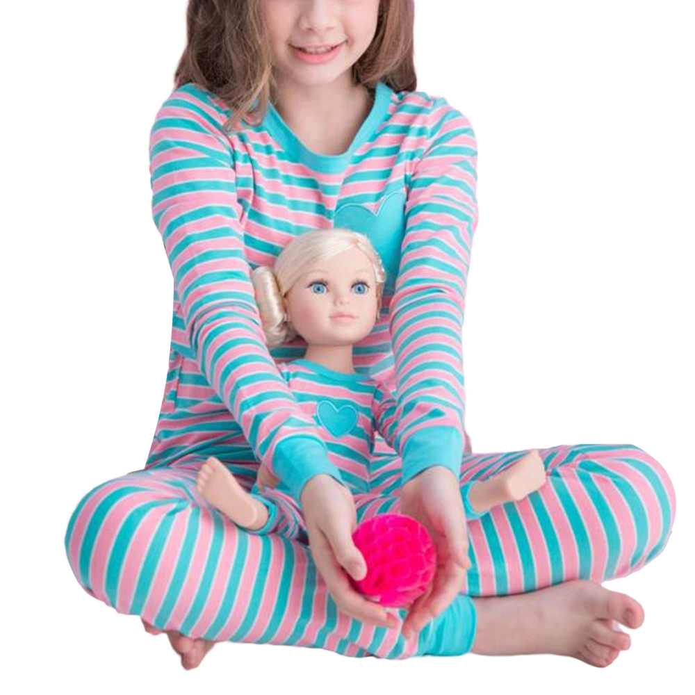 Kids Girls and Doll Pajamas Cute Printed Long Sleeve T-Shirt and Pants