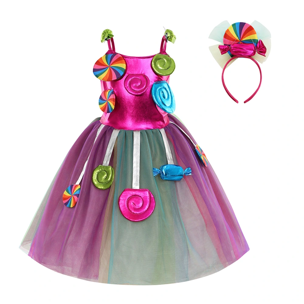 Kid Girl Halloween Cosplay Dress Stage Show Candy Lollipop Dress