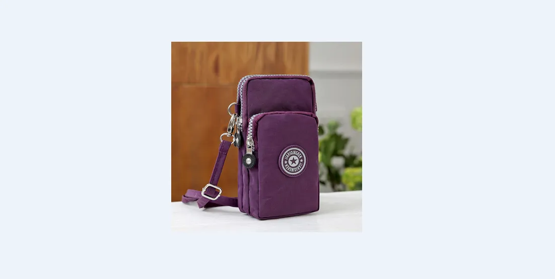 Ladies Messenger Bag Rectangular Zipper Closure Mini Fashionable Smartphone Bag