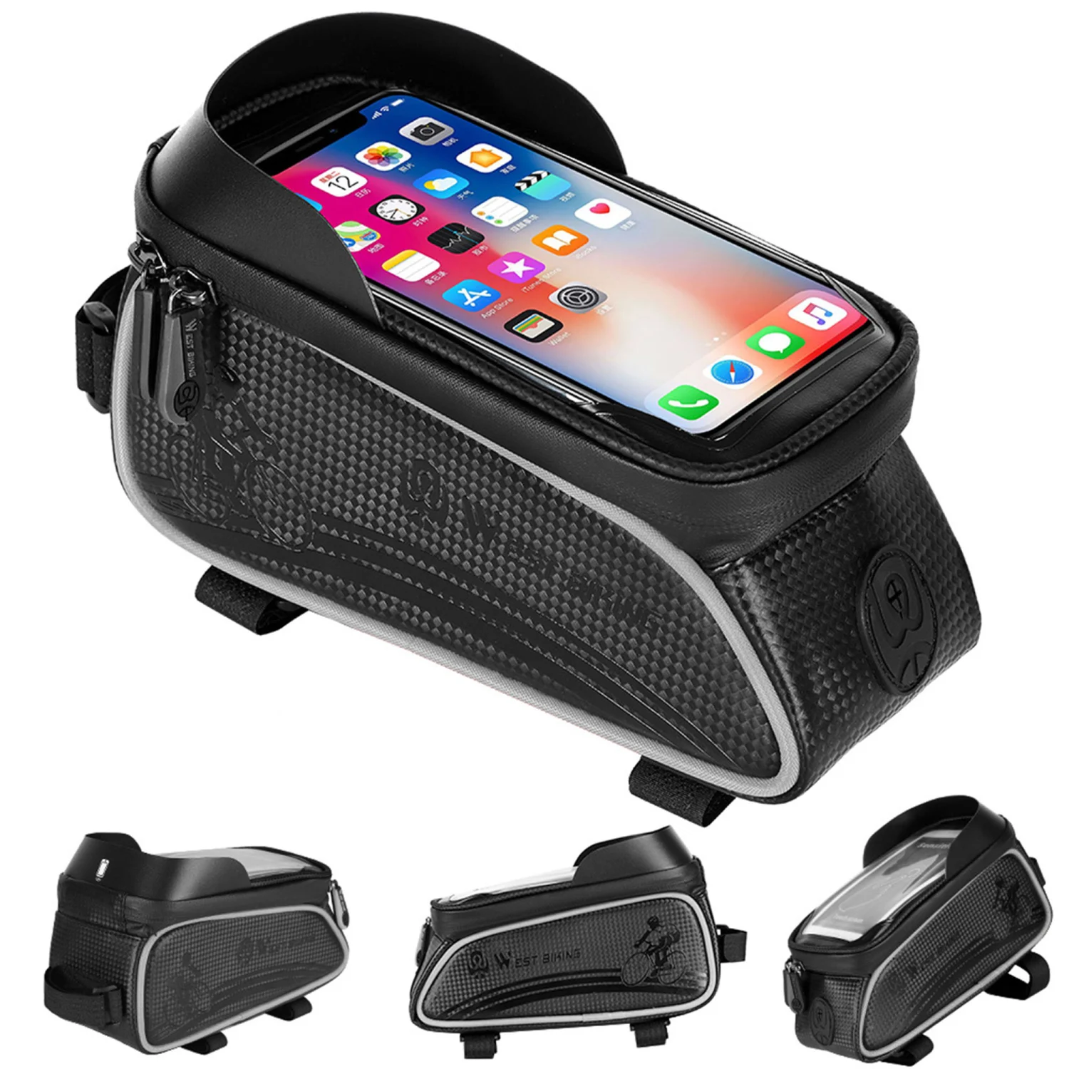 Bicycle Bag, Waterproof Letter Print Storage Bag Storage Rack