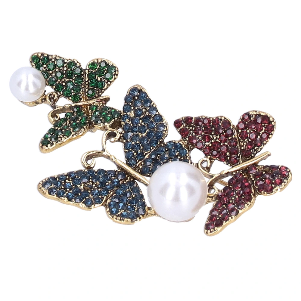 Brooch Pin Diamante Butterfly Pattern Lapel Pin Coat Badges Party Corsage AccessoriesColorful