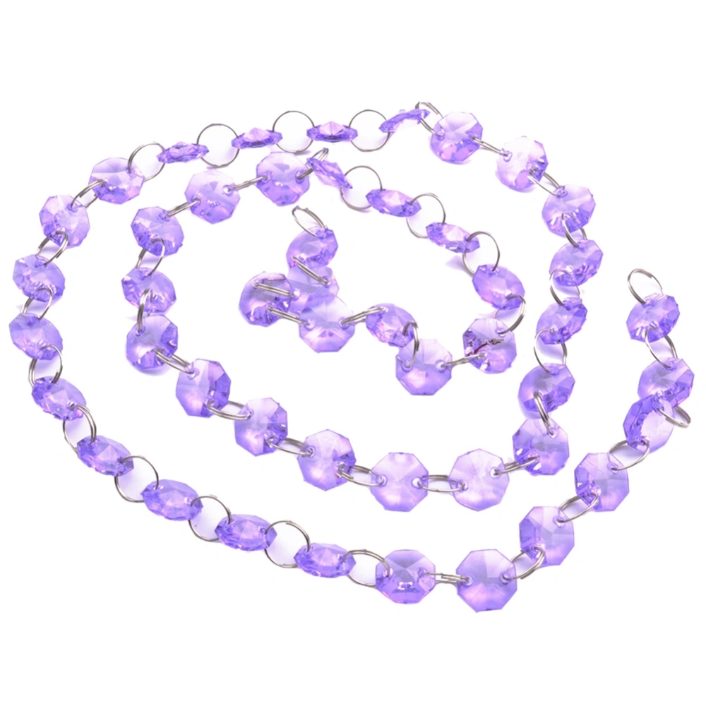 1m Acrylic Crystal Octagon Beads Strands Wedding Christmas Party Hanging Decoration (Purple)