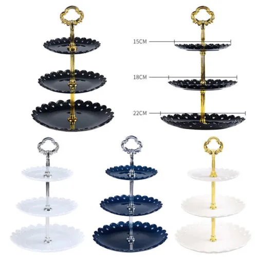 3 Tier Cake Stand, Afternoon Tea Party Tableware Bakeware Tray Display Rack