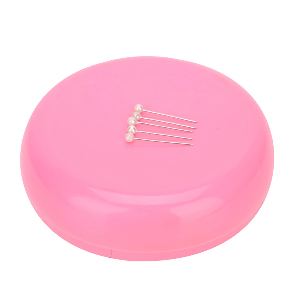 Round Magnetic Pin Cushion Sewing Needle Holder Storage Case Household SuppliesPink