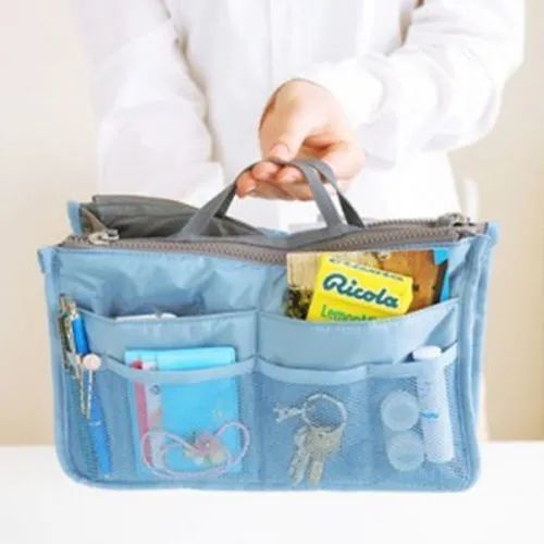Women Cosmetic Storage Bag Double Zipper Multi-Pocket Oxford Handbag