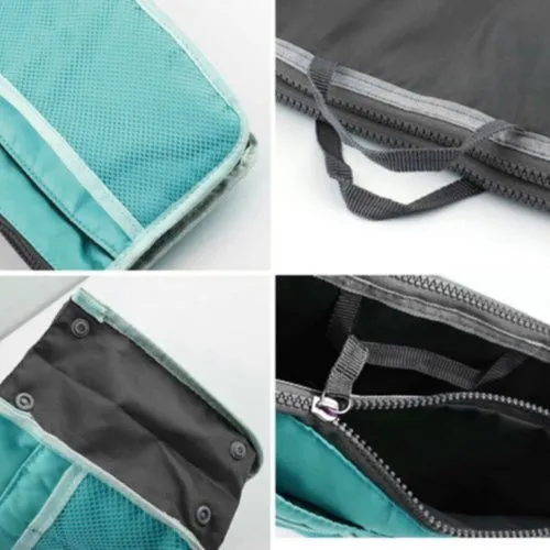 Women Cosmetic Storage Bag Double Zipper Multi-Pocket Oxford Handbag