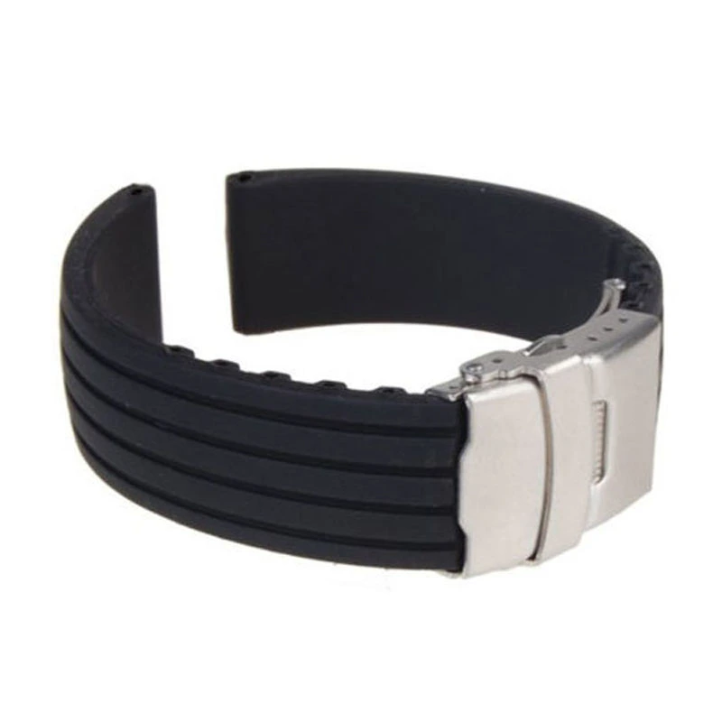 Soft Silicone Watch Bands, Stainless Steel Buckle Wrist Watch Strap Band