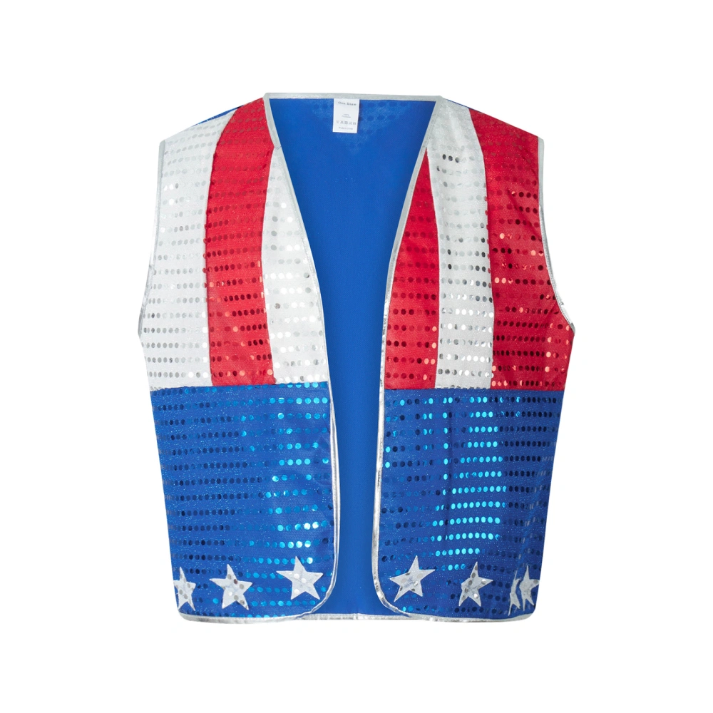 Uncle Sam Costume Set, Sequined Stars Stripes Vest Cap Bowtie