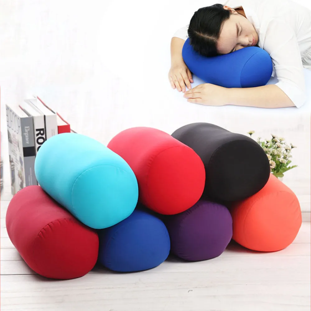 Soft Creative Pillows Roll Round Memory Foam Pillow Microbead Back Cushion