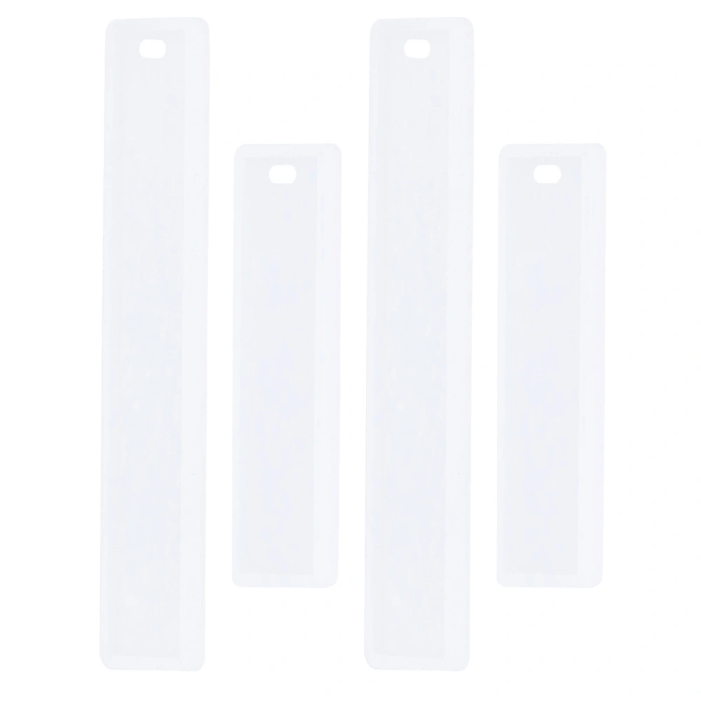 4Pcs Bookmark Mold Blank DIY Silicone Epoxy Pendant Jewelry Mirror Surface Craft White