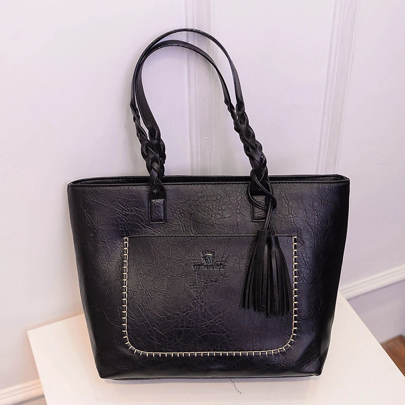 Women's Shoulder Bag, All-Match Solid Color Tassel Female Handbag