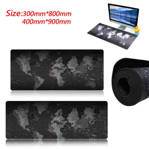 Laptop Desk Mat World Map Print Anti-Slip Large Computer Game Mouse Pad