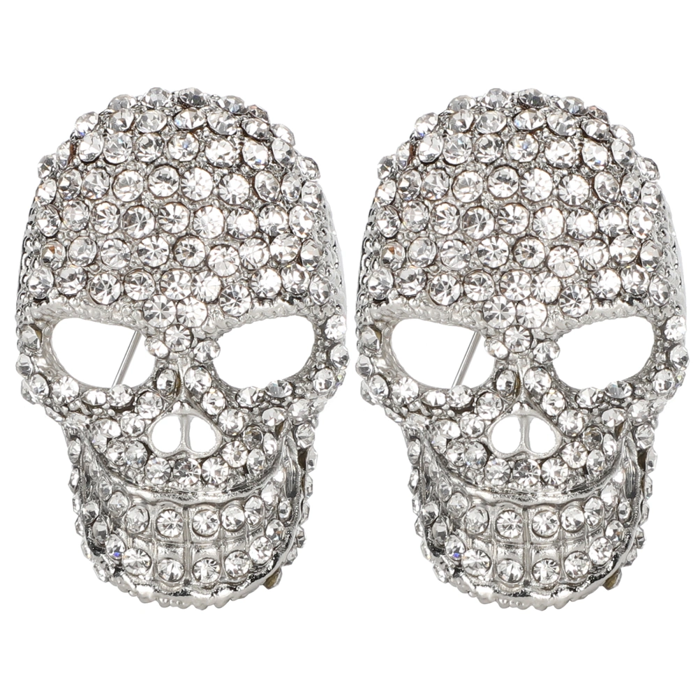 2Pcs Alloy Brooch Vintage Fashion Skull Heads Shape Suit Dress Pin Decor Accessory