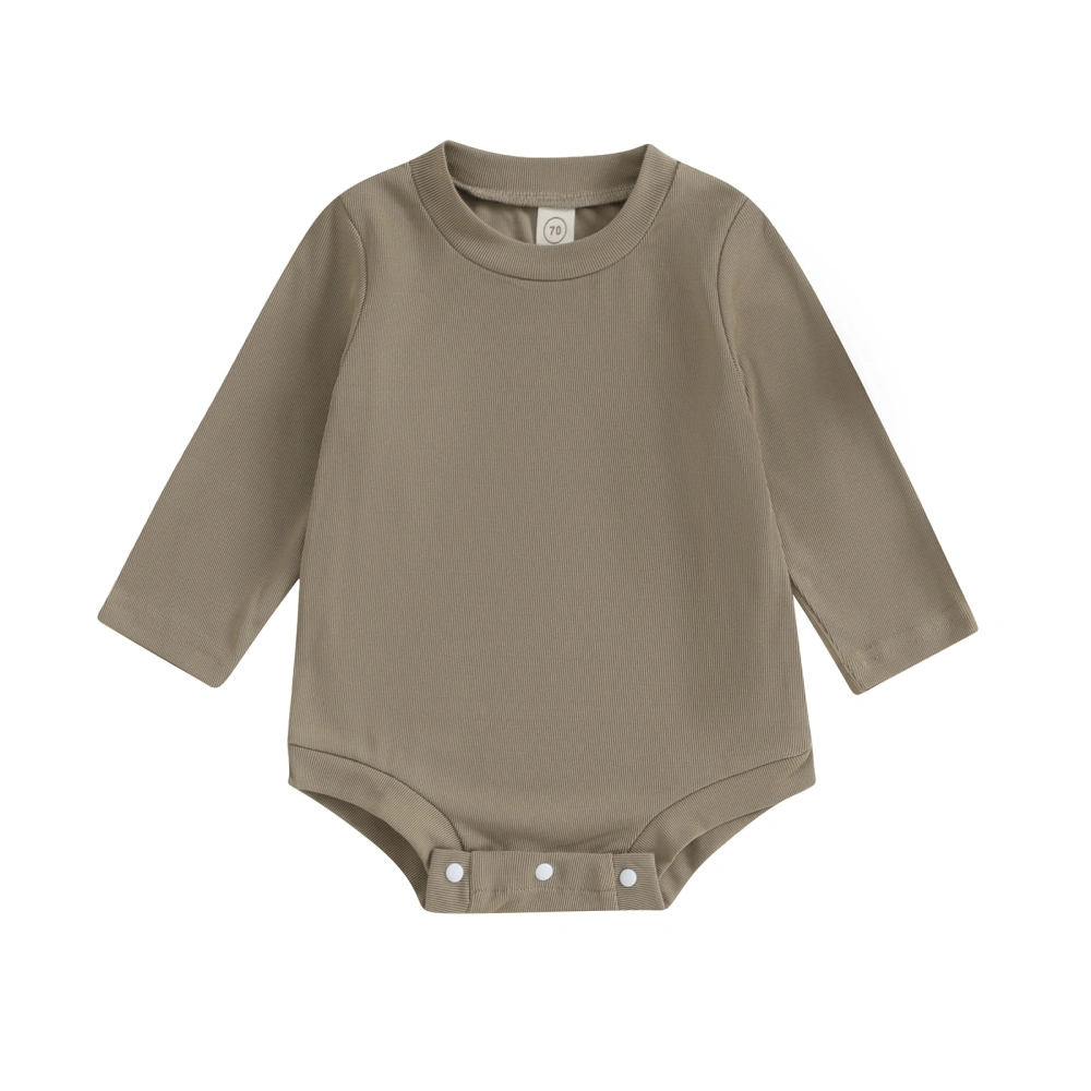 Baby Long Sleeve Rompers Newborn Solid Color Round Neck Bodysuit