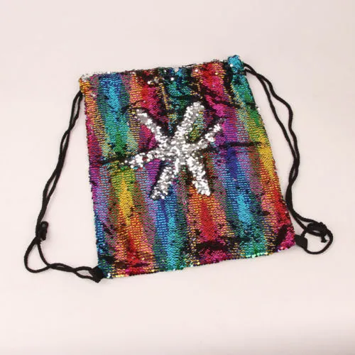 Ladies Backpack Wearable Fish Scale Sequins Leisure Drawstring Bag