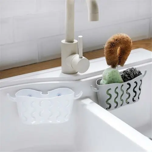 Plastic Sink Storage Shelf Solid Color Hollow Washing Bowl Sponge Drain Rack