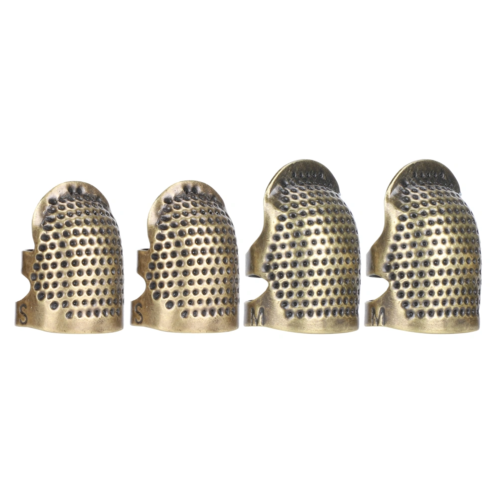 Brass Sewing Fingertip Thimble Adjustable AntiSlip Finger Protector for Thumb Index Finger(015 ( M S ) )