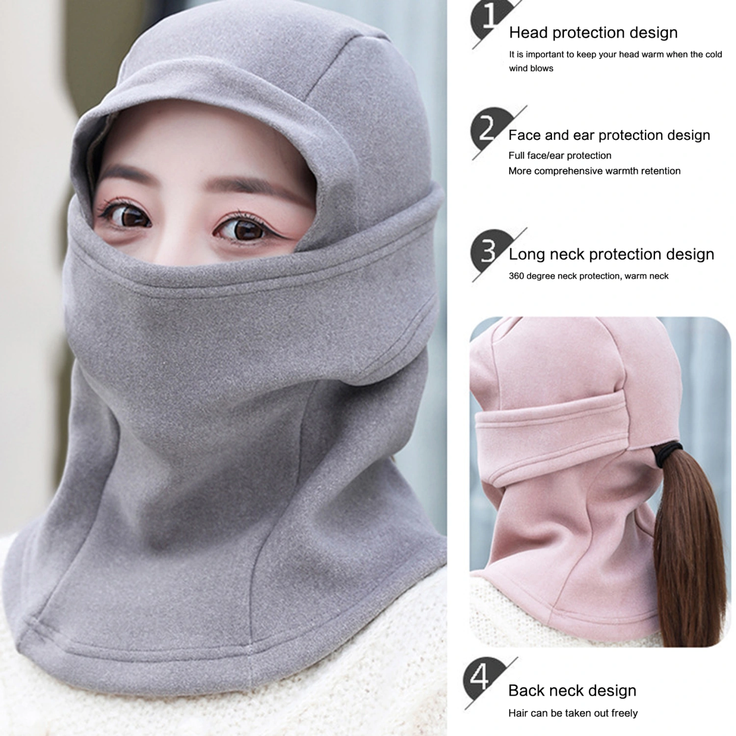 Adult Balaclava Facewear Windproof Hood Full Facecover for Cycling Ski