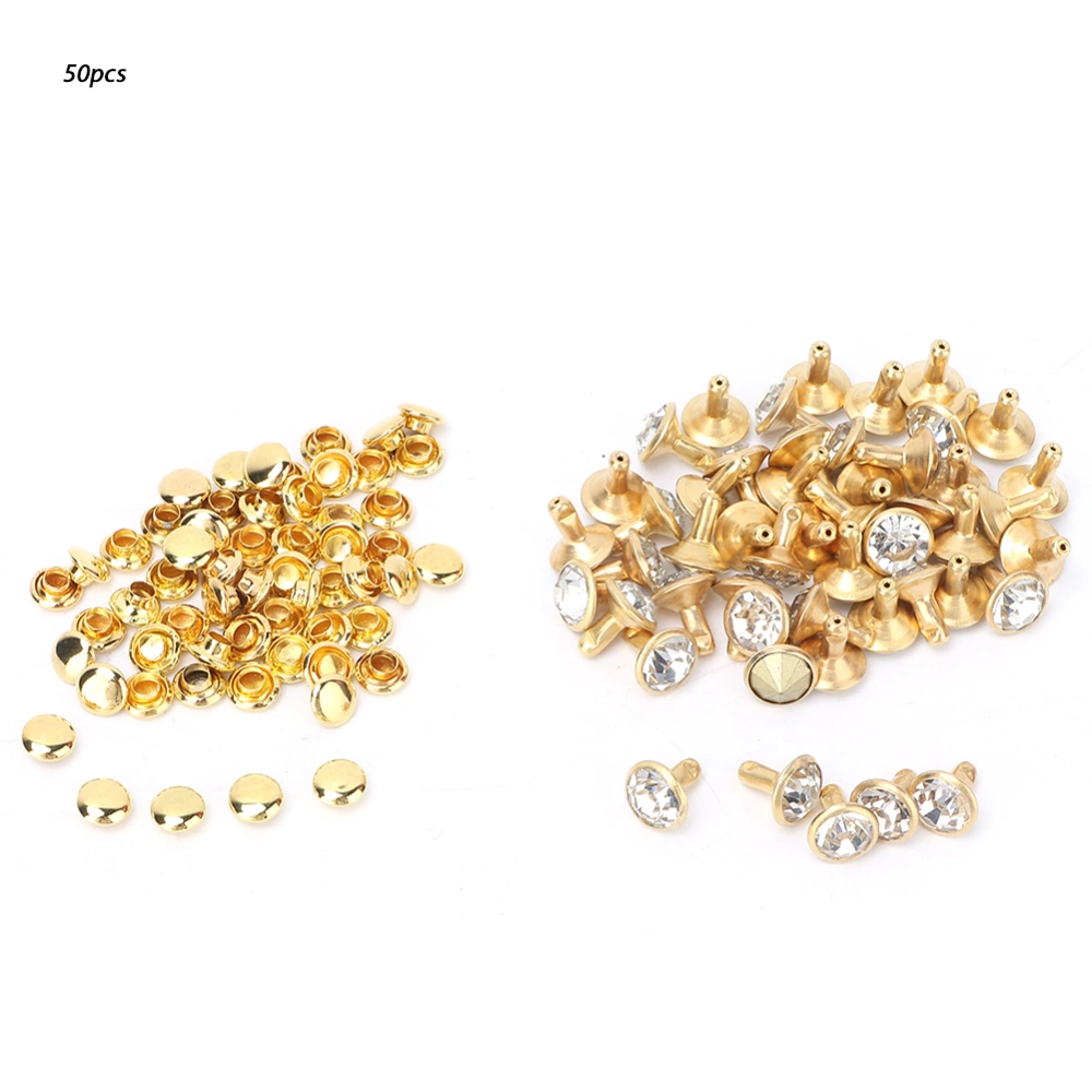 50PC 8MM Crystal Rhinestone Decorative Rivets DIY Leather Shoes Clothing Studs (white Crystal)