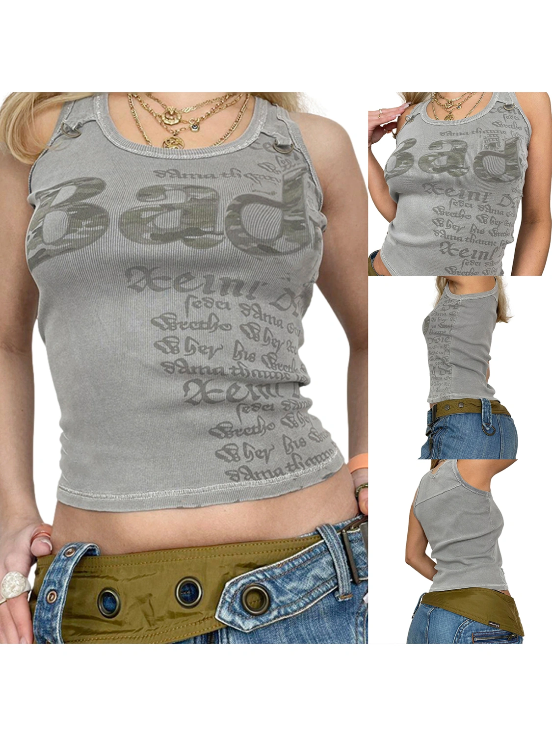 Women Tanks Tops with Letter Pattern, Skinny Version Clothing