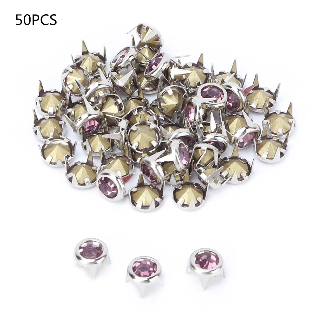 50PCS 7mm DIY Silver Round Claw A Grade Crystal Rhinestones for Crafts and Decoration (pink)