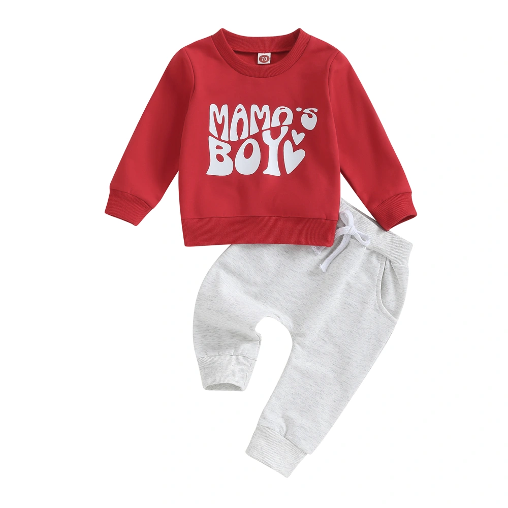 Baby Boys Pants Set, Long Sleeve Letters Sweatshirt Sweatpants