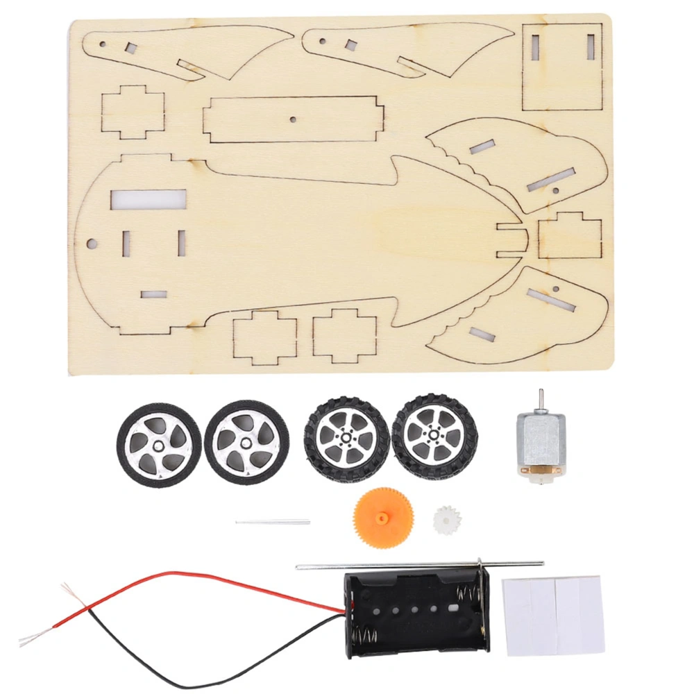 Race Car Assembly Kit Manual DIY Wooden Car Set 1.5V Children Educational Assembling Kit (WF Race Car B(Small Car Head) )