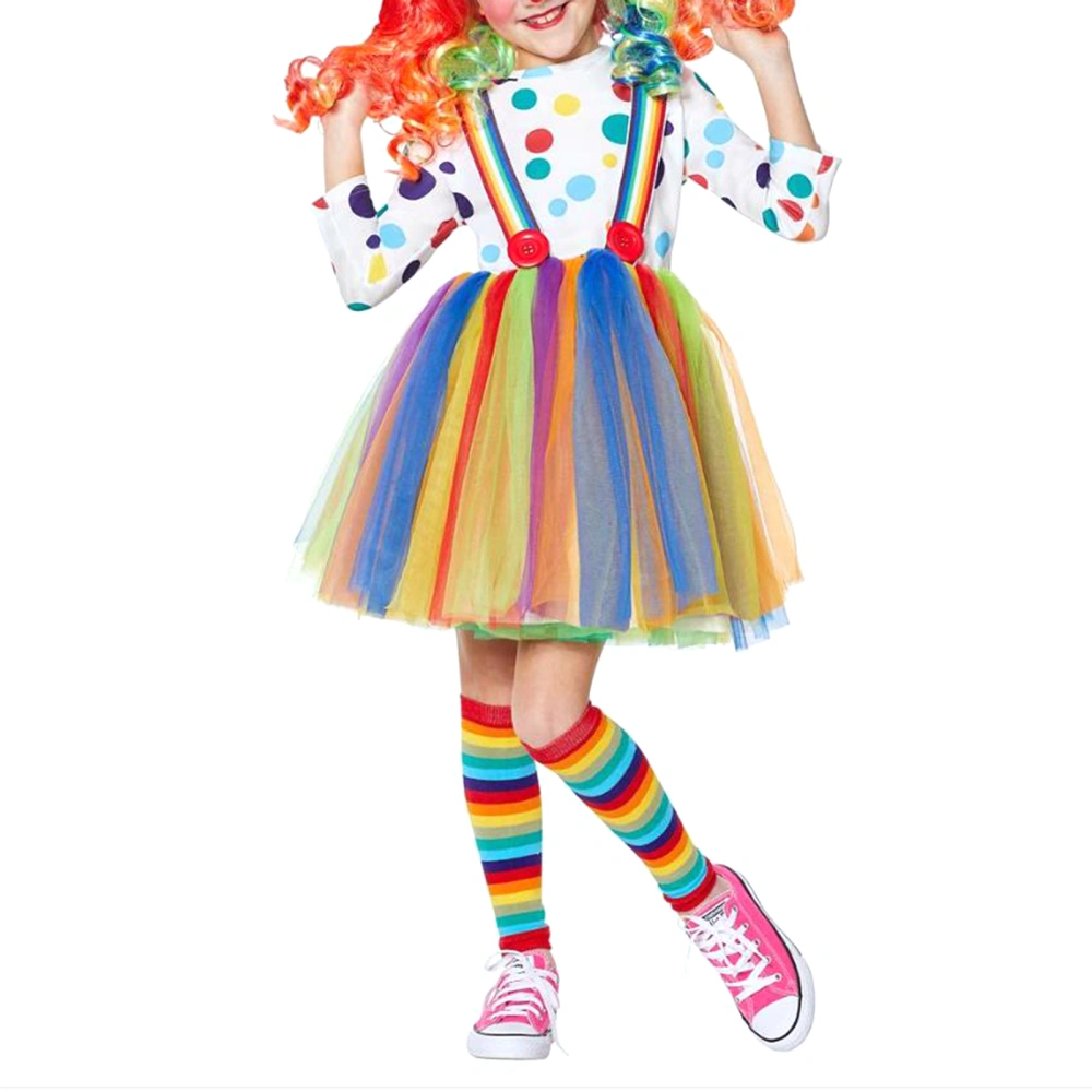 Halloween Clown Costume for Girls Circus Costume Tops Tutu Skirt Hat