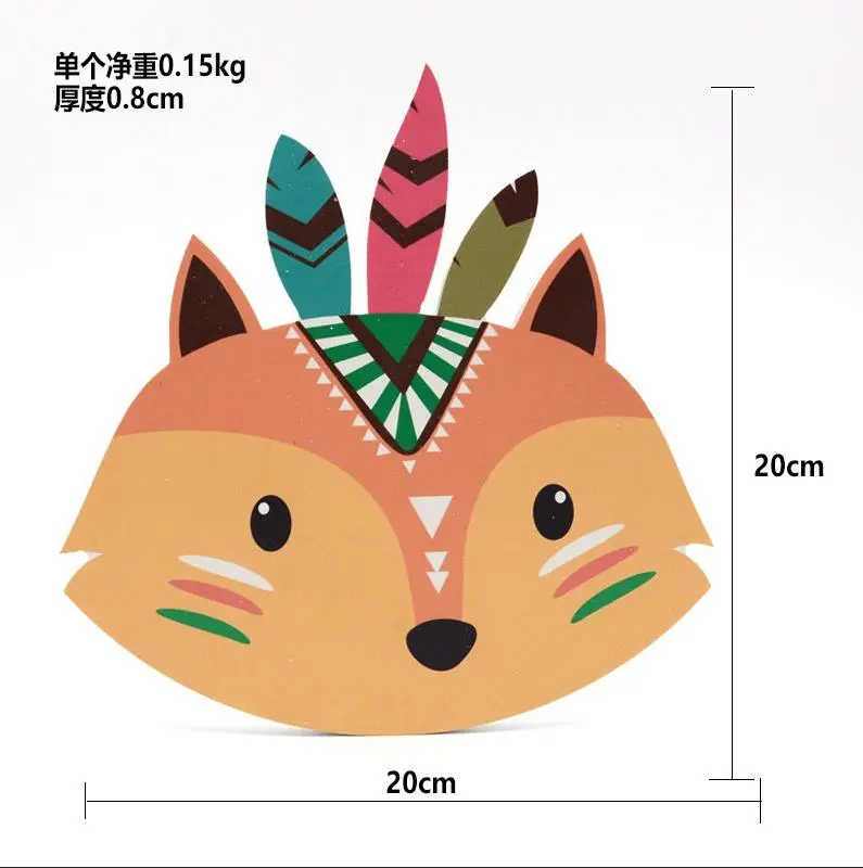 Cartoon Animal 3D Wall Sticker Cute Cat Owl Bear Fox Cactus Shape Mural