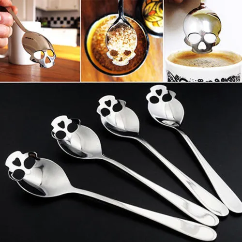 Creative Coffee Scoops Skull Stainless Steel Tea Coffee Drink Mixing Teaspoon
