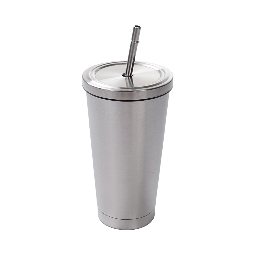 Stainless Steel Cup, Portable Travel Tumbler Coffee Mug with Straw